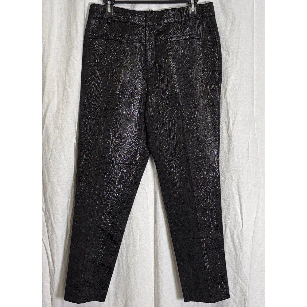 Anthropologie The Essential Slim Pant Black Metallic Embossed Size 8